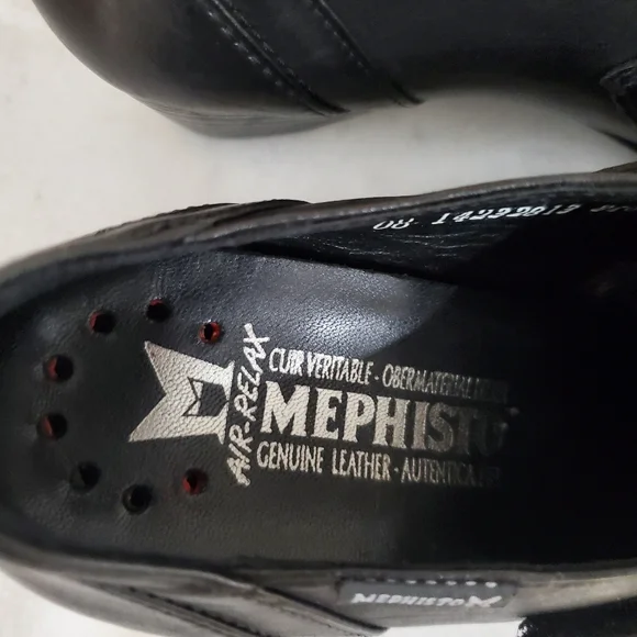 Mephisto Black Leather Round Toe Chunky Heel Velcro Strap Women's Shoe 5 1/2 8 - Picture 11 of 15